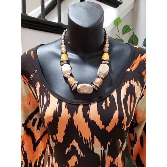 Cato Women's Multicolor Polyester Scoop Neck Short Sleeve Long Maxi Dress Size L - Picture 2 of 12